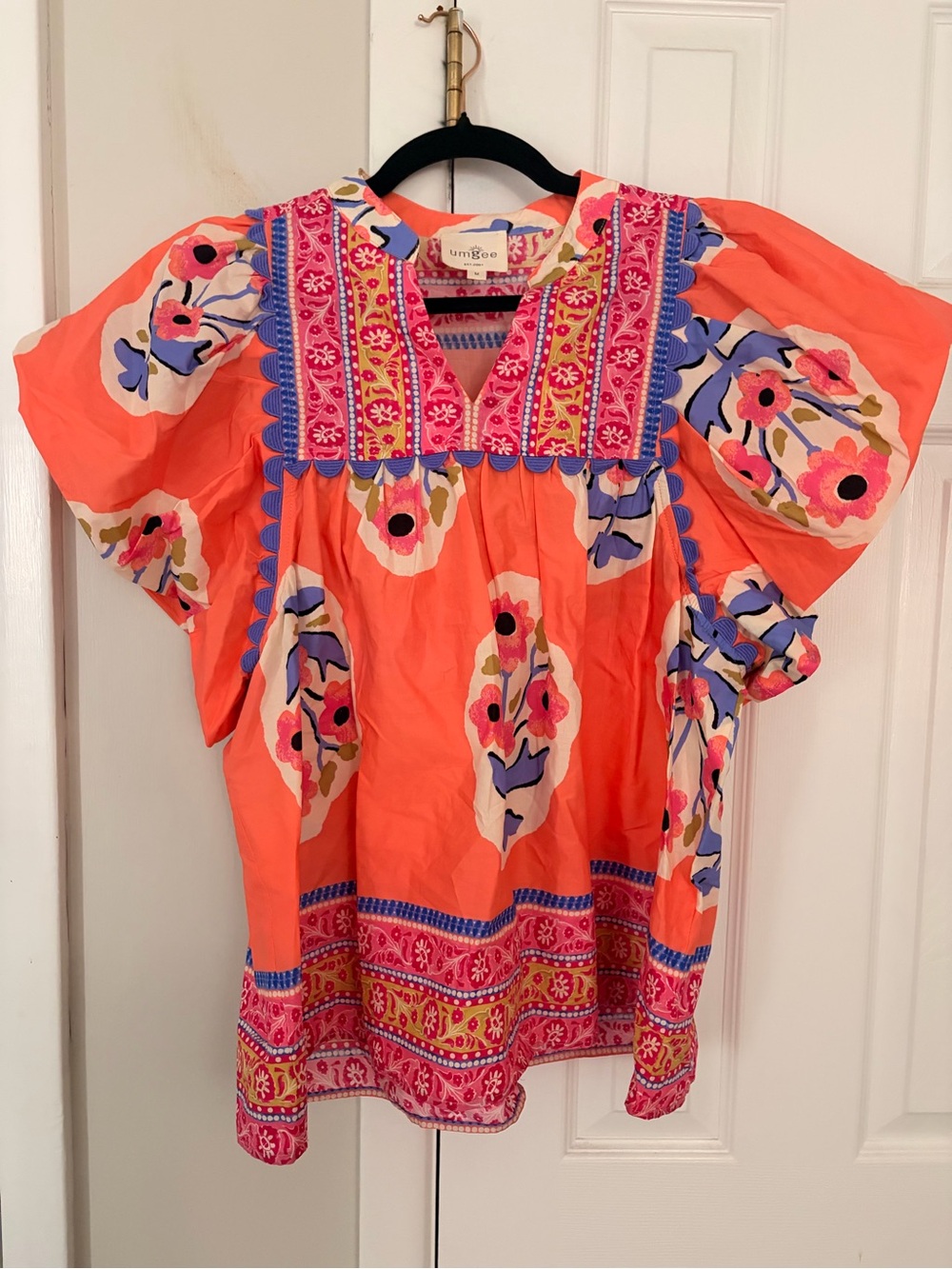 Umgee Coral Multicolor Floral Embroidered Tunic